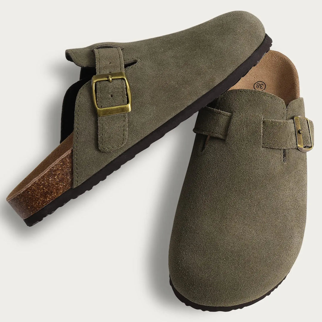 Orthopaedic Suede Cork Clogs - Natural Arch Support &amp; Comfort