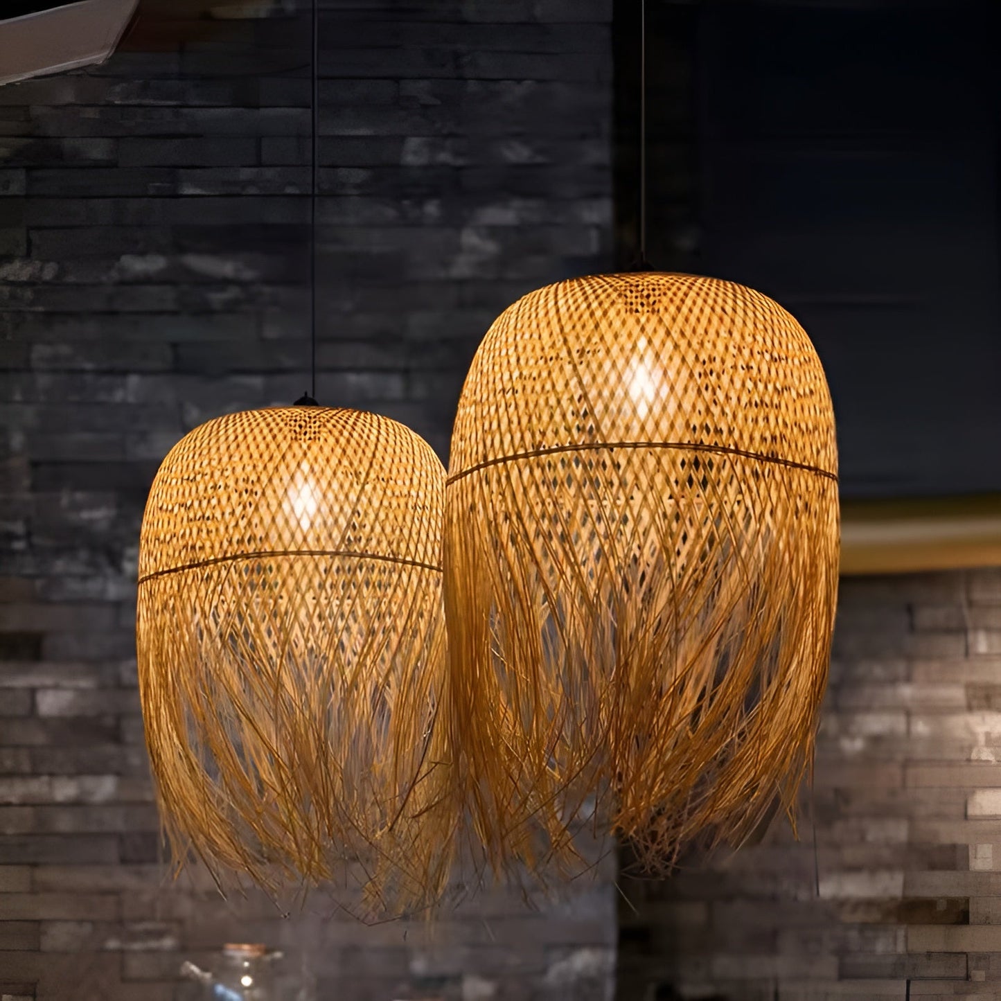 Handgeweven Bamboe Hanglamp | Organische Verlichting voor Theeruimte en Restaurant