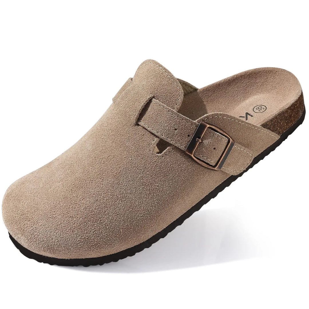 Orthopaedic Suede Cork Clogs - Natural Arch Support &amp; Comfort