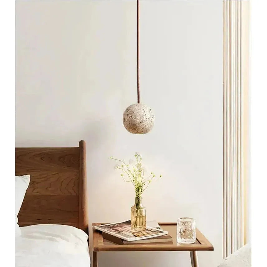 Travertin Ronde Hanglamp Wabi-Sabi | Minimalistische LED Verlichting