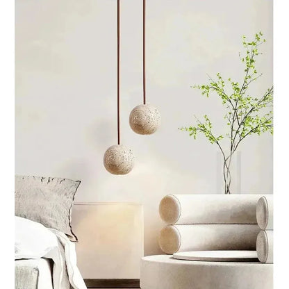 Travertin Ronde Hanglamp Wabi-Sabi | Minimalistische LED Verlichting