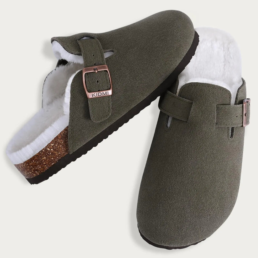 Orthopaedic Indoor Suede Cork Fleece Clogs - Premium Home Comfort &amp; Support