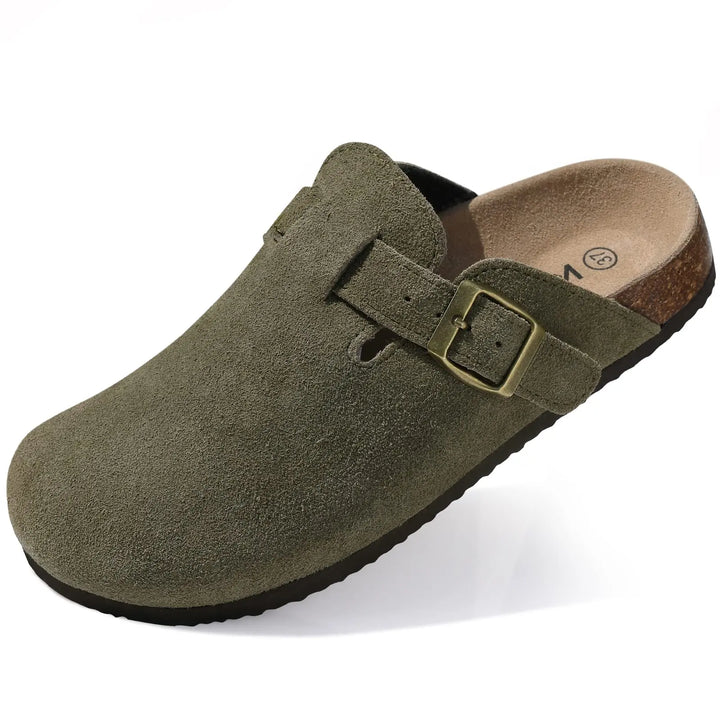 Orthopaedic Suede Cork Clogs - Natural Arch Support &amp; Comfort