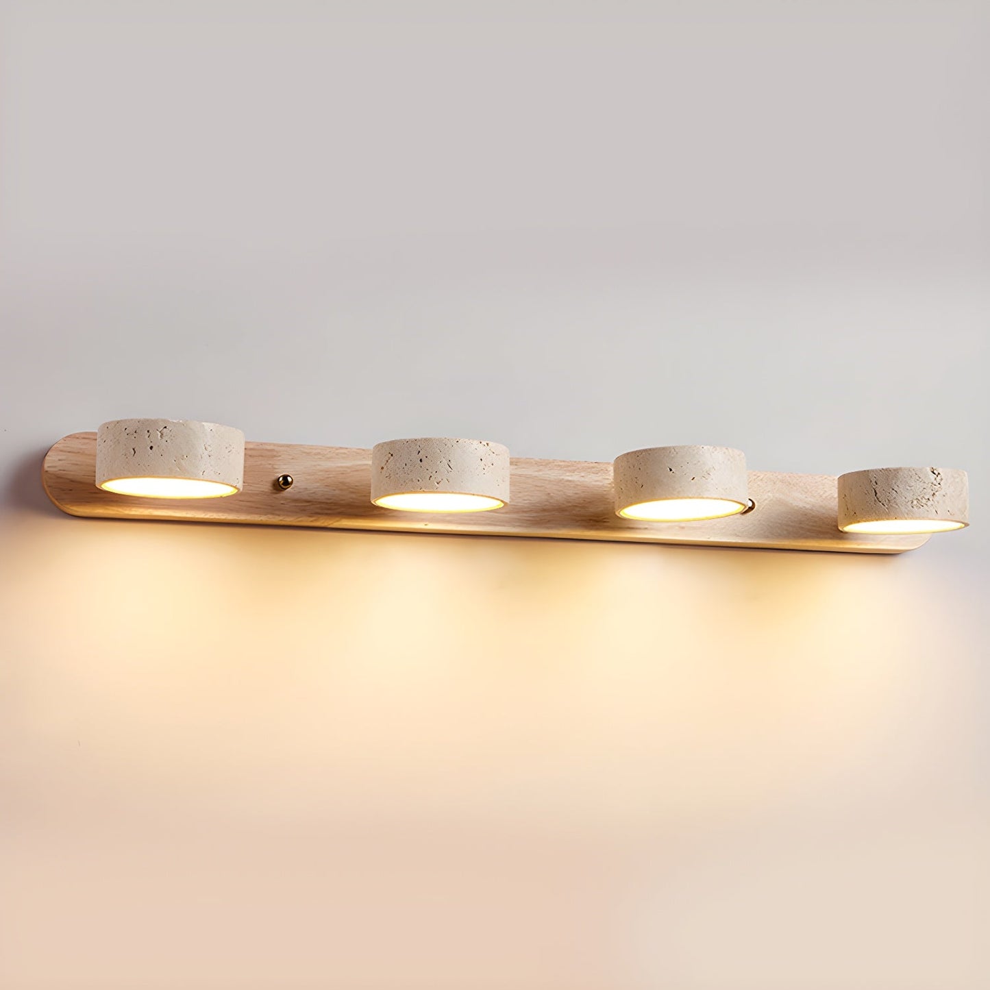 Modern Travertin Hout Duo Wandlamp | Warm LED Licht Minimalistisch Design