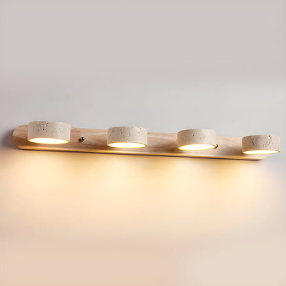 Modern Travertin Hout Duo Wandlamp | Warm LED Licht Minimalistisch Design
