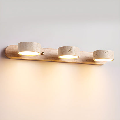 Modern Travertin Hout Duo Wandlamp | Warm LED Licht Minimalistisch Design