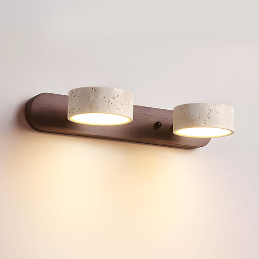 Modern Travertin Hout Duo Wandlamp | Warm LED Licht Minimalistisch Design