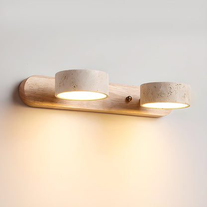 Modern Travertin Hout Duo Wandlamp | Warm LED Licht Minimalistisch Design