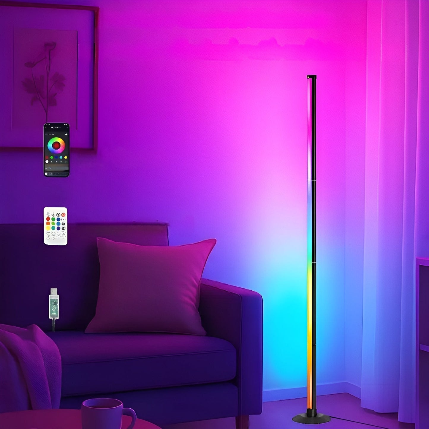 LED Vloerlamp RGB Kleurwisseling | App en Afstandsbediening Sfeerverlichting