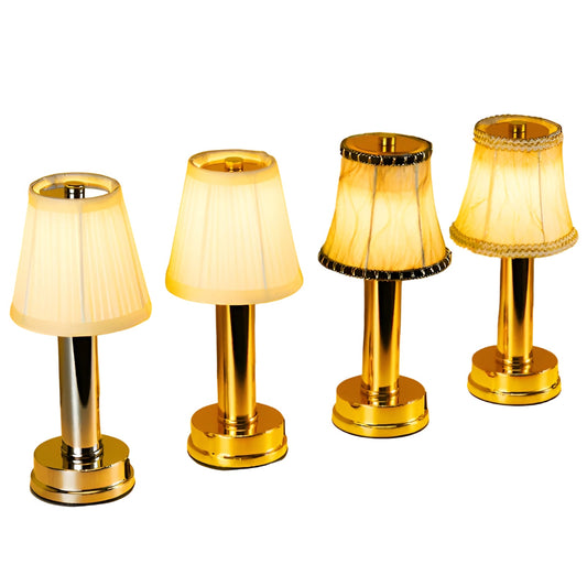 Vintage Aluminium Tafellamp Dimbaar | Stof Kap voor Woon- of Bartafel