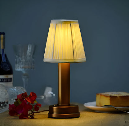 Vintage Aluminium Tafellamp Dimbaar | Stof Kap voor Woon- of Bartafel