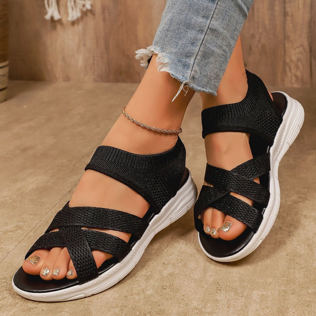 Orthopaedic Stretch Knit Wedge Sandals for Women - Bunion-Friendly Comfort