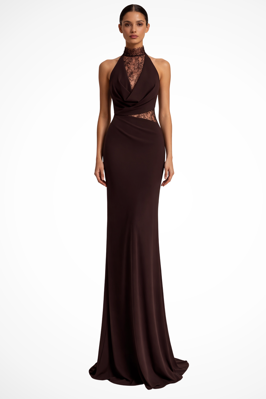 Lacehalter — Lace Halter Neck Maxi Dress With Refined Sleeveless Formal Wedding Design