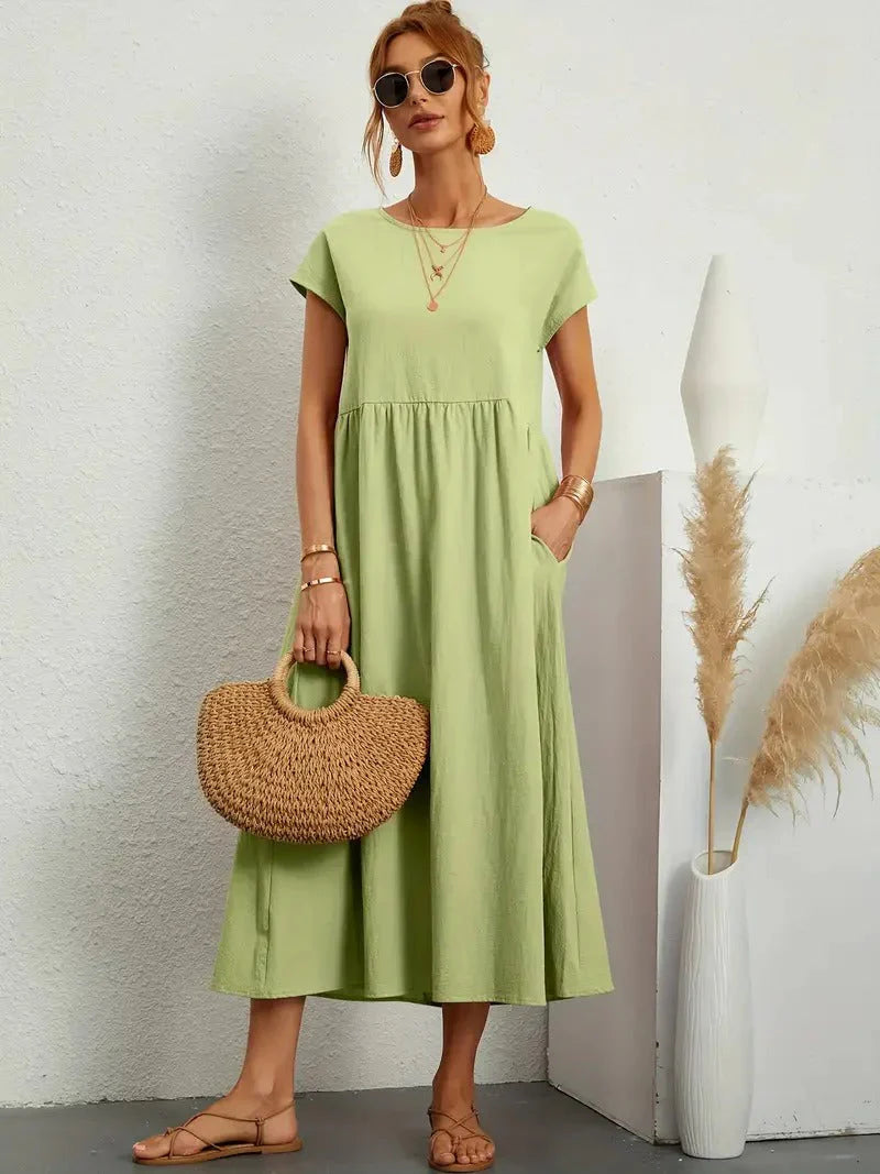 Annabeth — Lightweight Cotton Summer Dress With Relaxed Fit And Refined Neckline