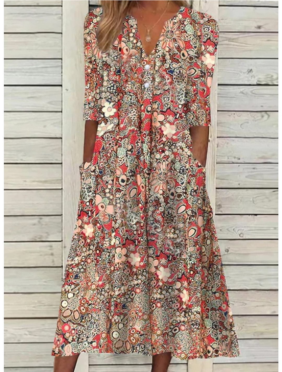 Coraline — Lightweight Cotton Summer Dress With Elegant V-Neck Maxi Design