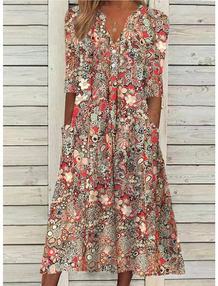 Coraline — Lightweight Cotton Summer Dress With Elegant V-Neck Maxi Design