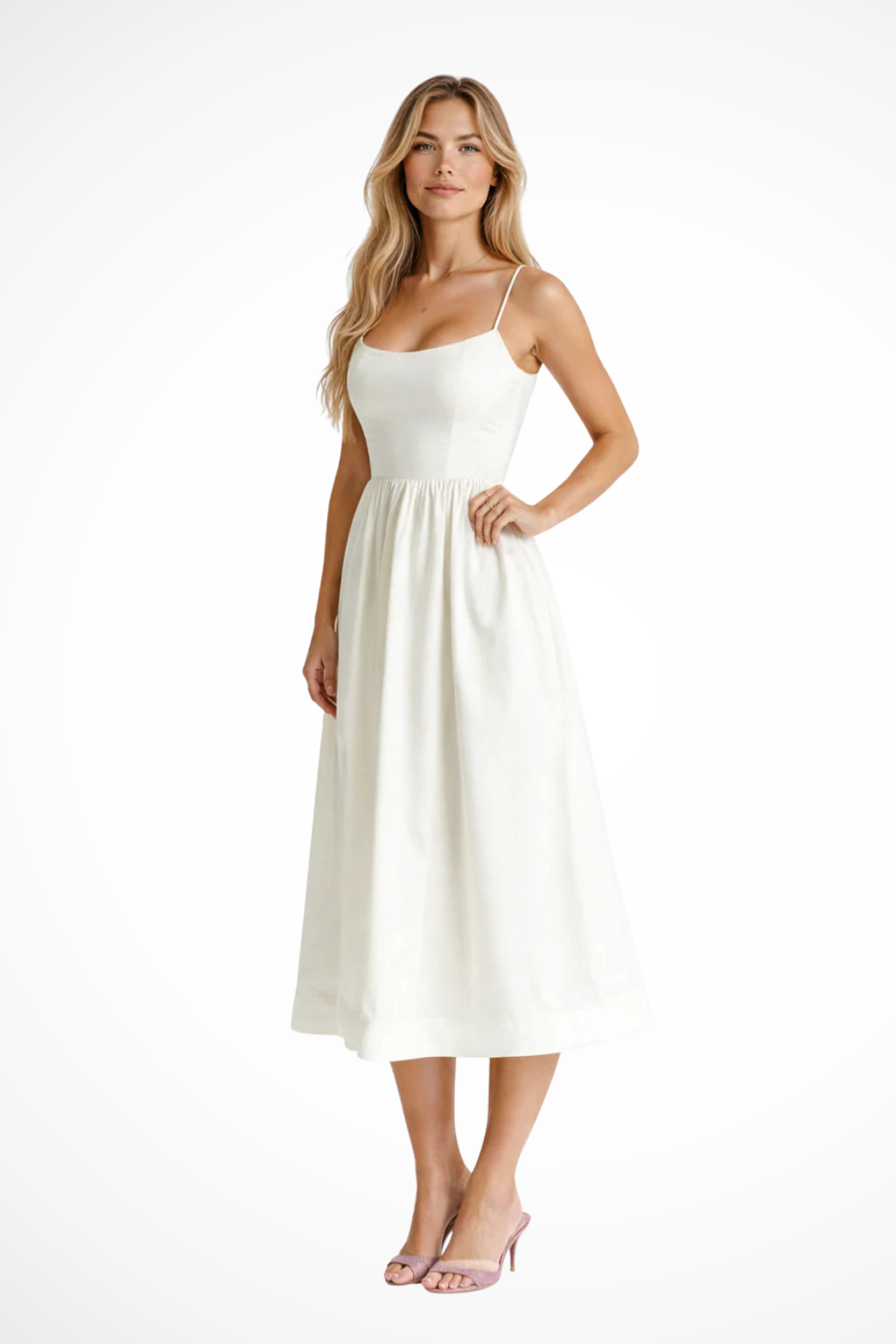 Alinewedding — Structured Midi Dress With A-Line Wedding Guest Attire Design