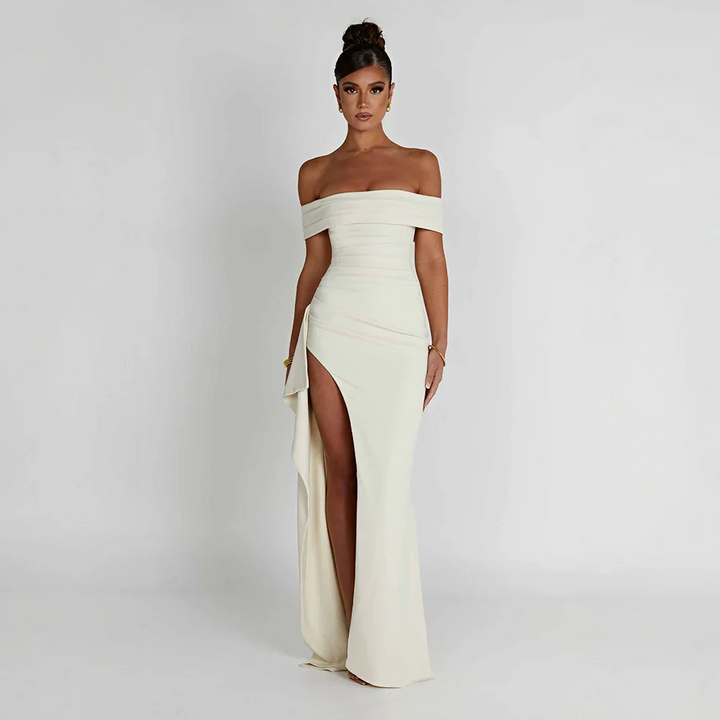 Josephine — Elegant Off-Shoulder Maxi Dress With High Side Slit