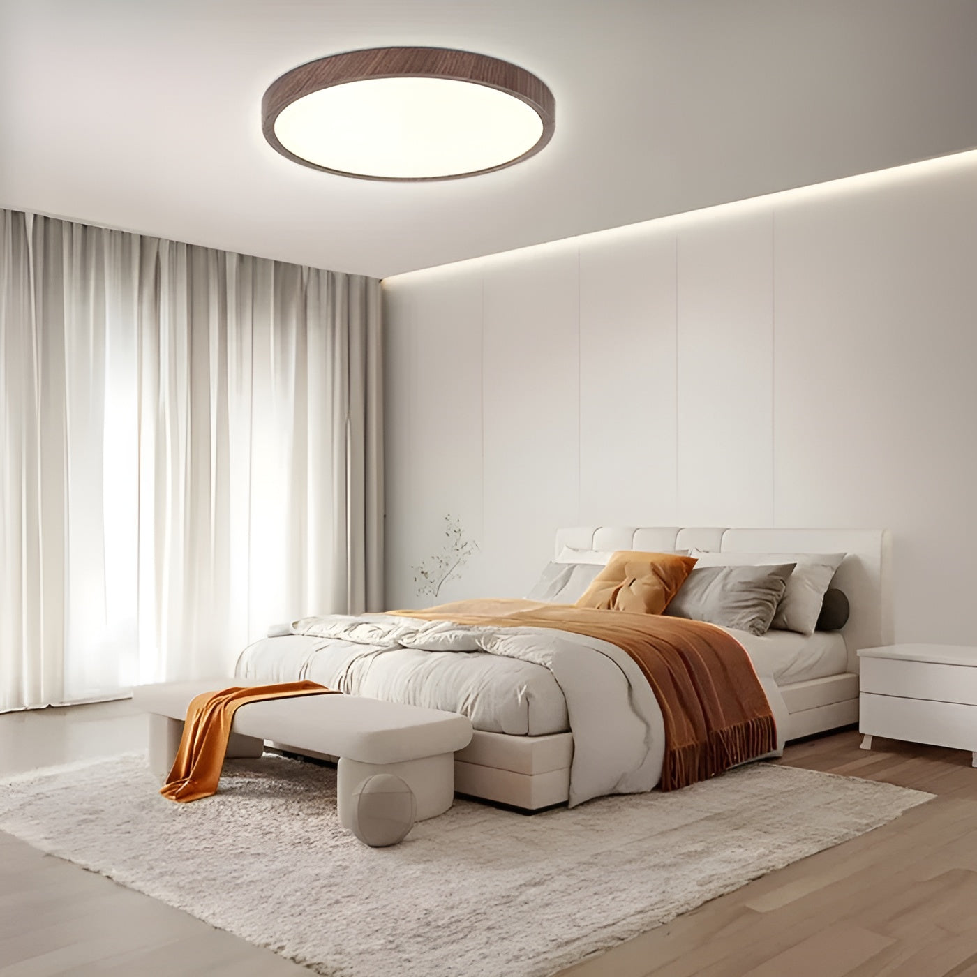 GrainGlow Ultra Dunne Hout Plafondlamp | Modern Minimalistische Verlichting