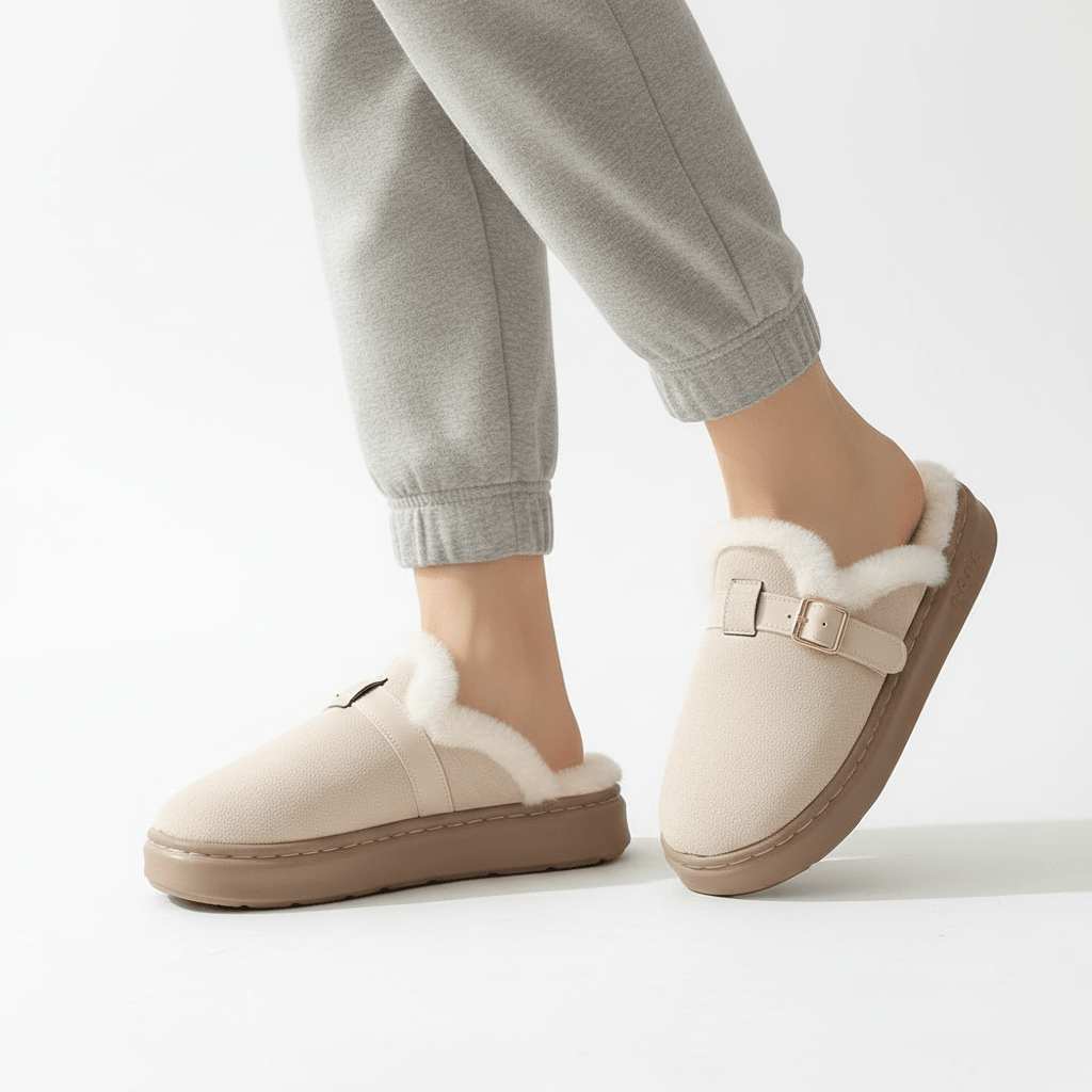 Orthopaedic Plush Tie Slippers for Women - Adjustable Cosy Custom Fit