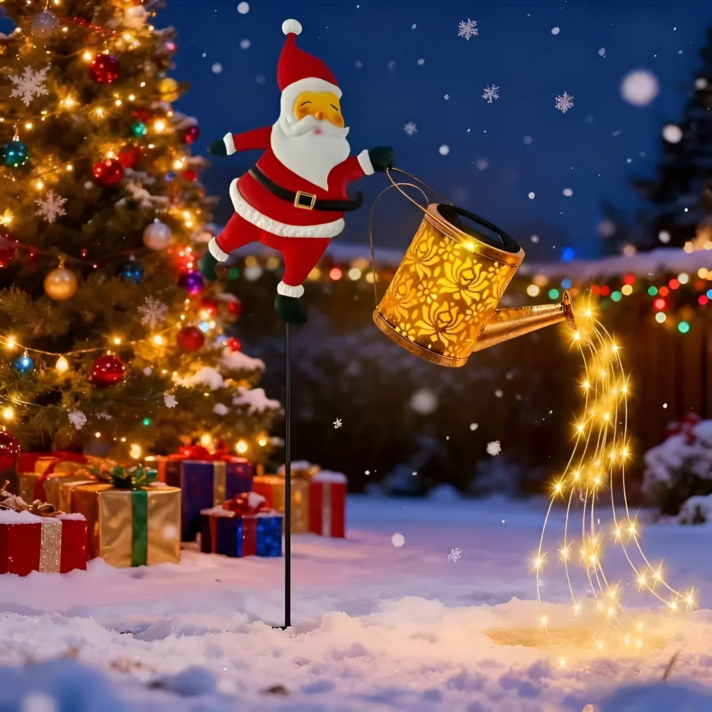 Solar Kerstverlichting met Kerstman en Lantaarns | Decoratie voor Tuin en Terras