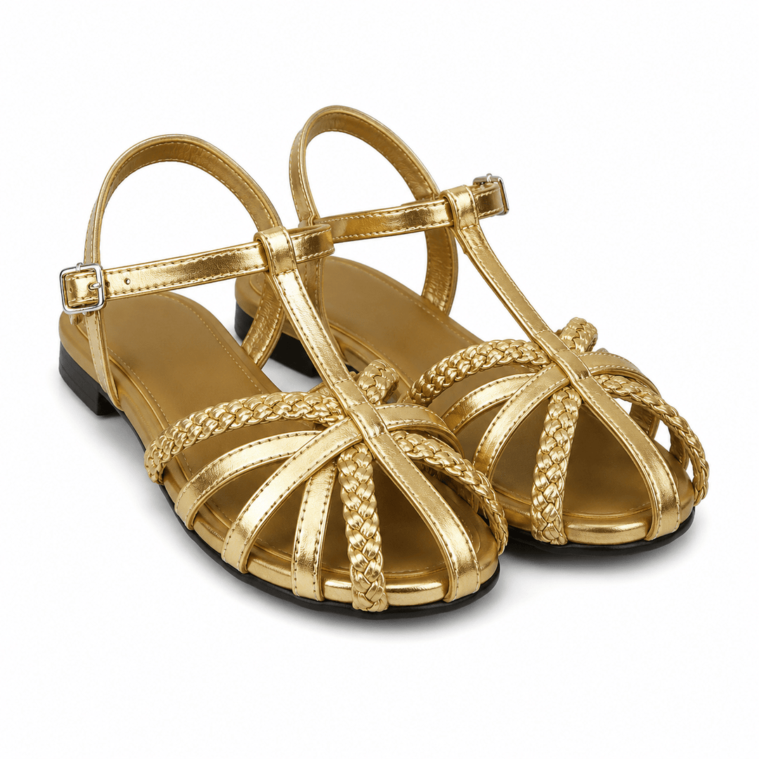 Orthopaedic Braided Leather Slingback Flats for Women - Elegant Arch Support