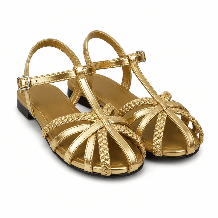 Orthopaedic Braided Leather Slingback Flats for Women - Elegant Arch Support