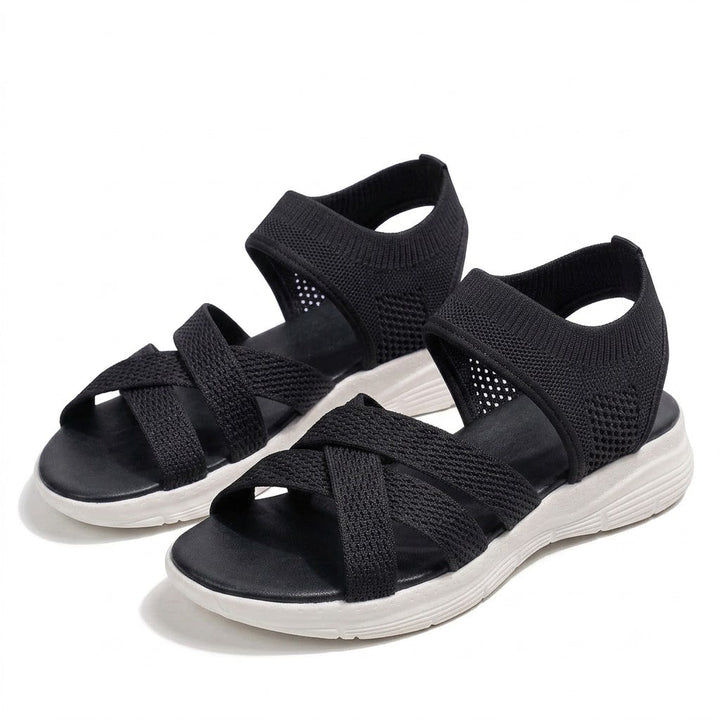 Orthopaedic Stretch Knit Wedge Sandals for Women - Bunion-Friendly Comfort