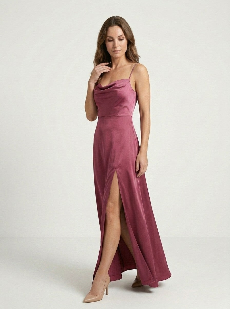 Charlotte — Elegant Sleeveless Maxi Dress With Draped Neckline Evening Gown