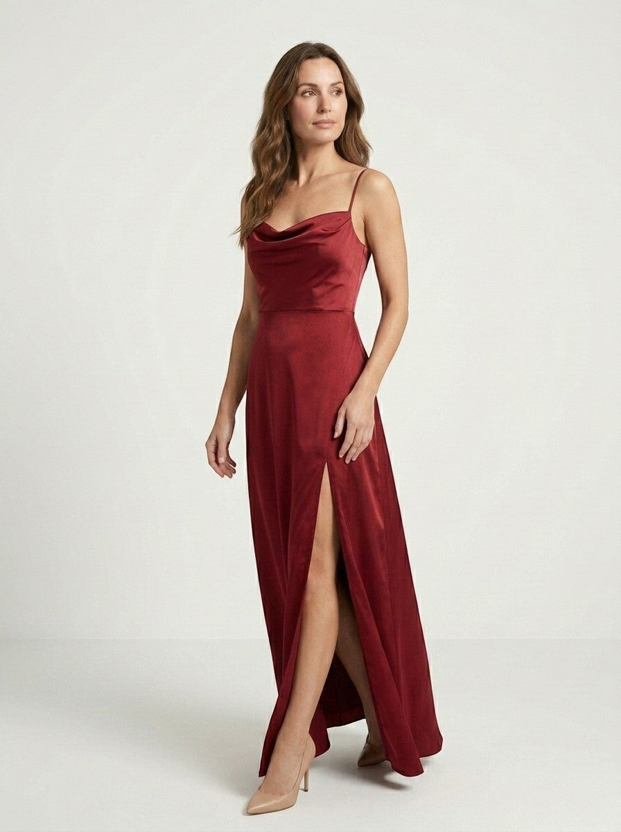 Charlotte — Elegant Sleeveless Maxi Dress With Draped Neckline Evening Gown