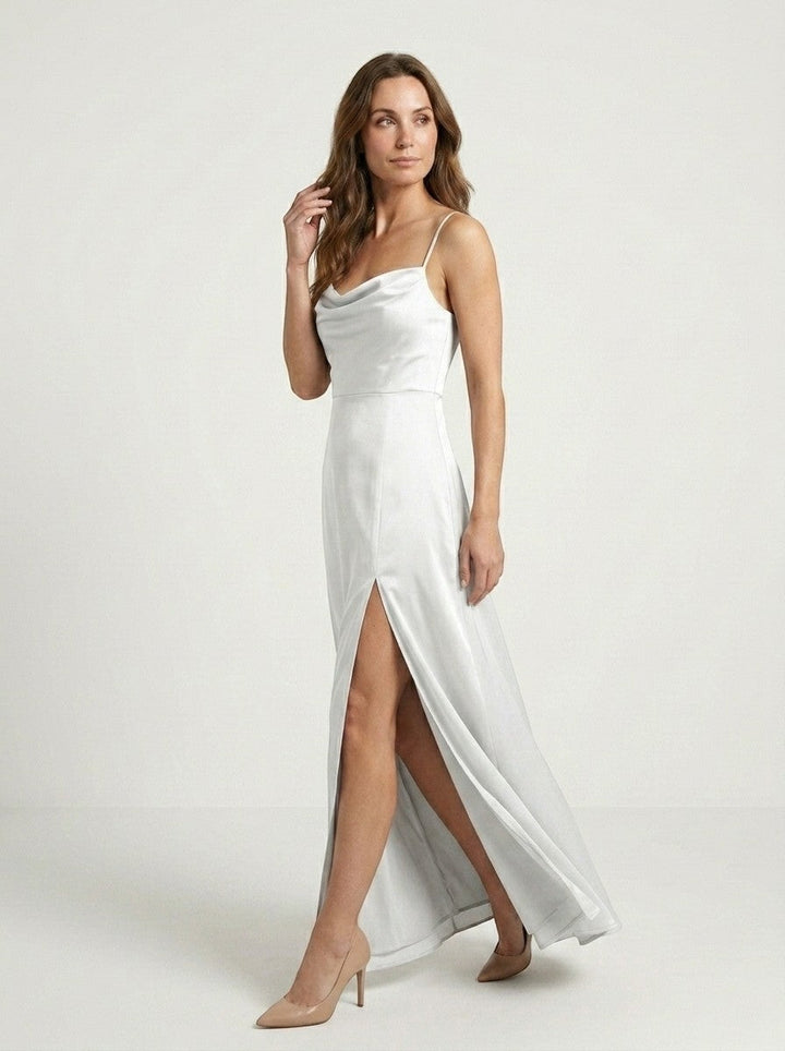 Charlotte — Elegant Sleeveless Maxi Dress With Draped Neckline Evening Gown