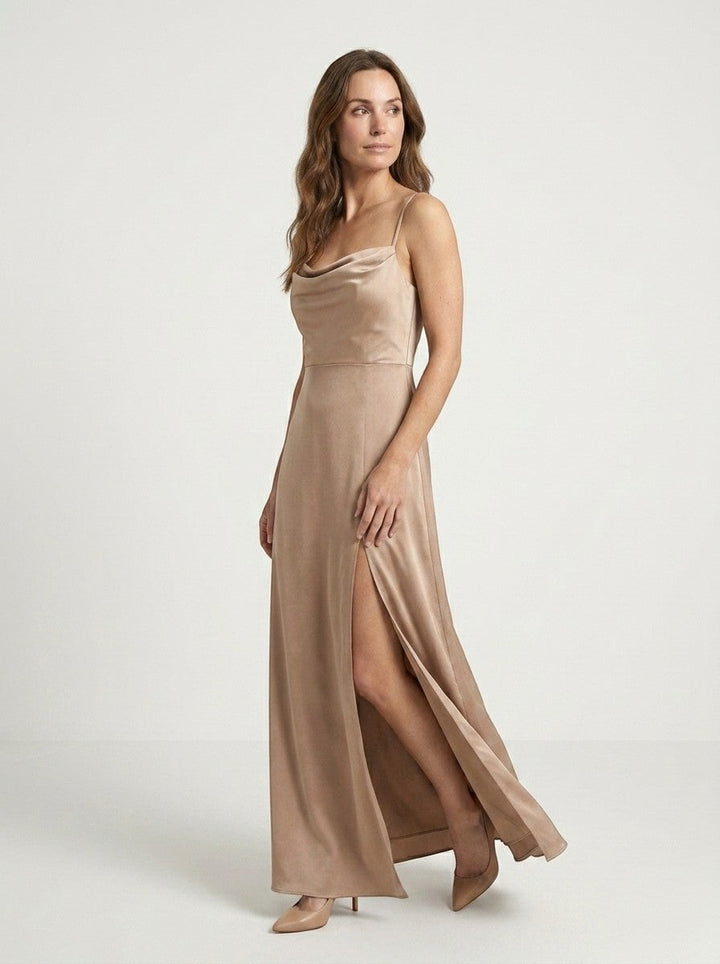 Charlotte — Elegant Sleeveless Maxi Dress With Draped Neckline Evening Gown