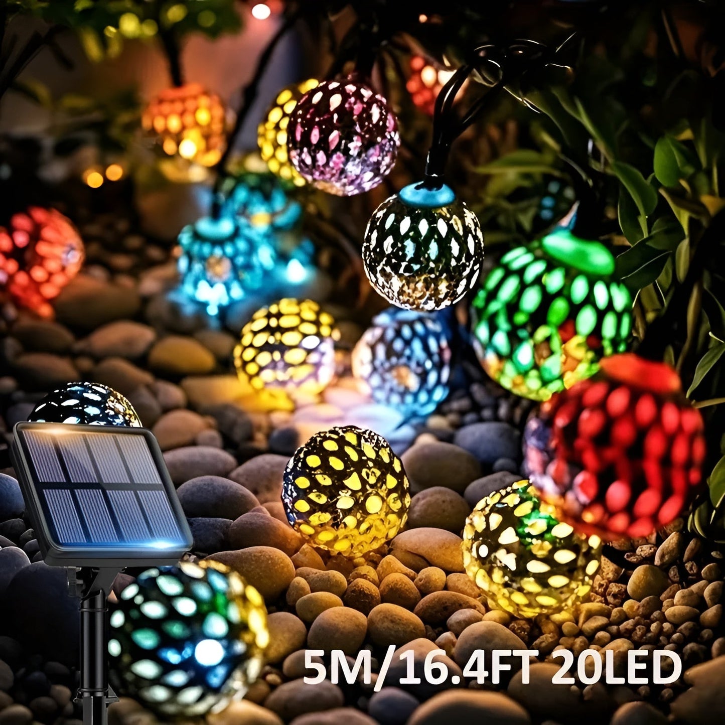 Solar Marokkaanse LED Lichtslinger | Kleurrijke Bolletjes voor Tuin en Balkon