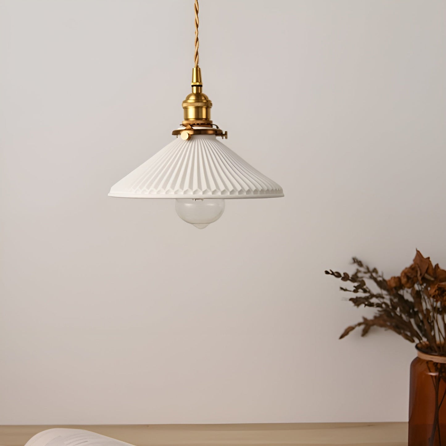 AmberZen Vintage Keramiek Glas Hanglamp | Warm Amber Sfeer Verlichting
