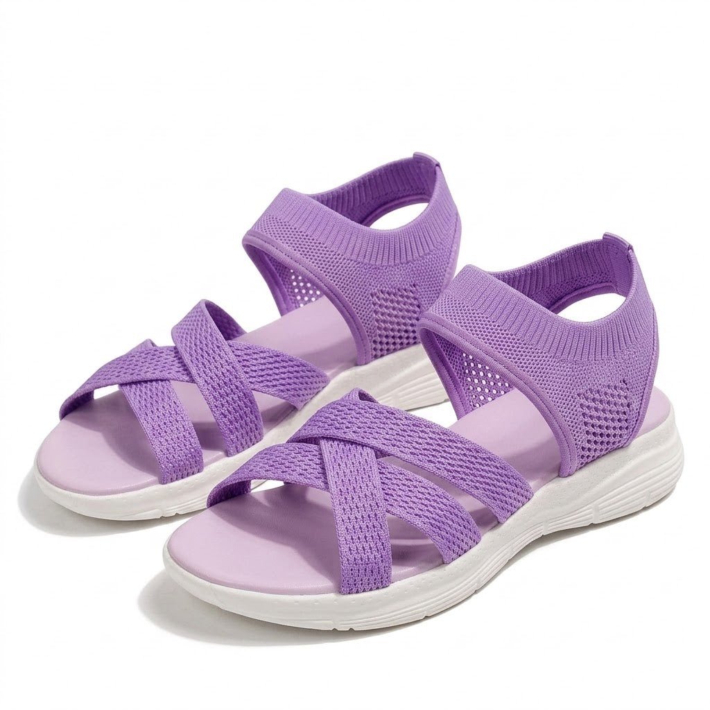 Orthopaedic Stretch Knit Wedge Sandals for Women - Bunion-Friendly Comfort