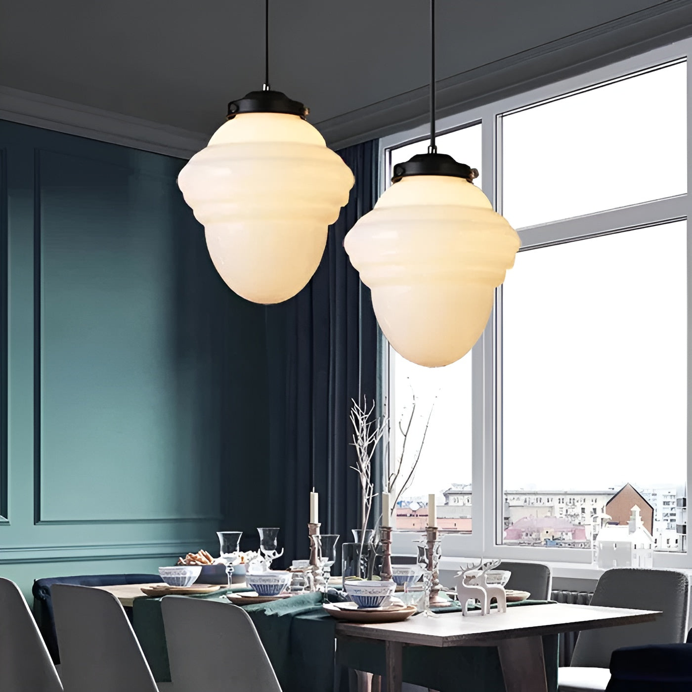 Melkglas Hanglamp Vintage | Geometrisch Design met Zacht Diffuus Licht