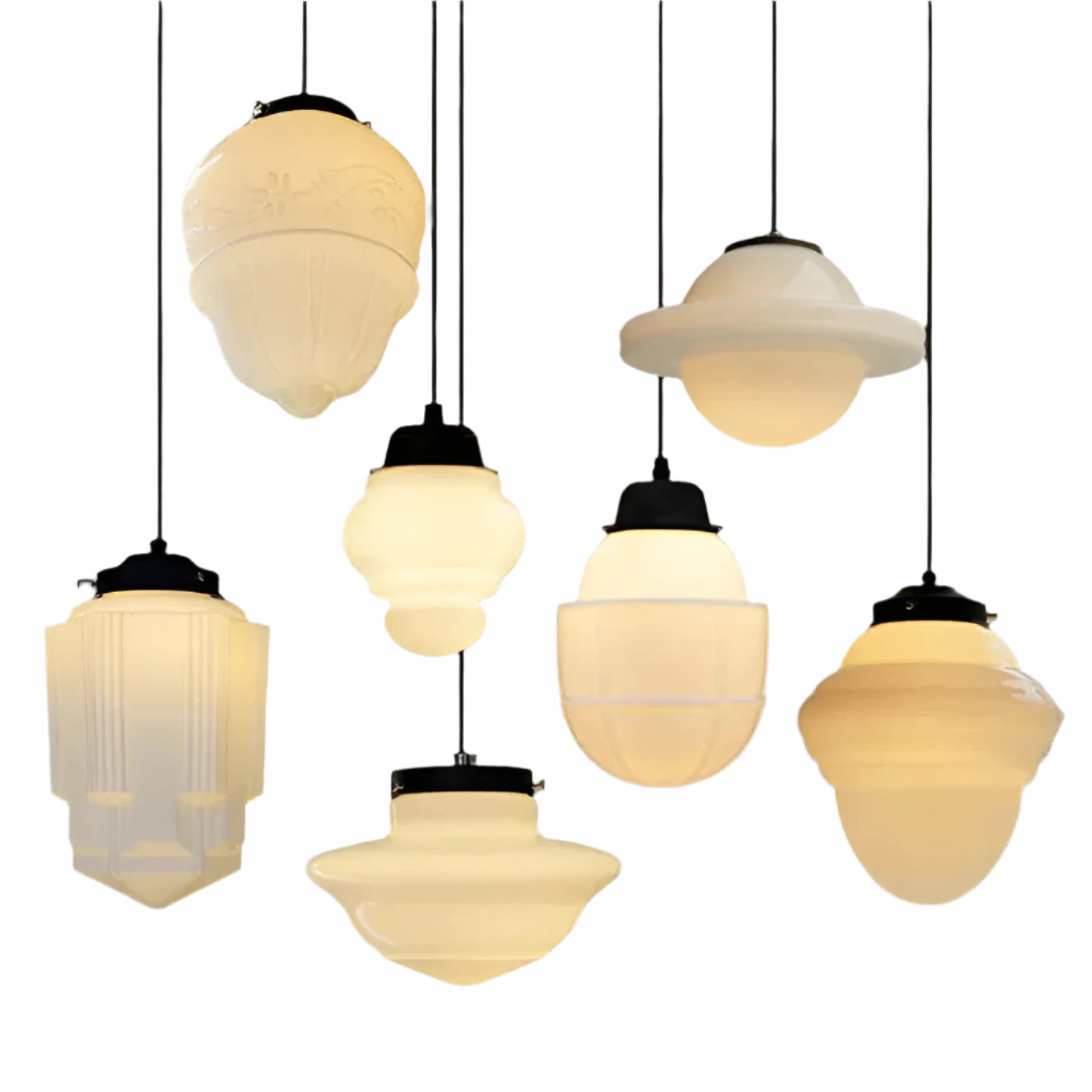 Melkglas Hanglamp Vintage | Geometrisch Design met Zacht Diffuus Licht