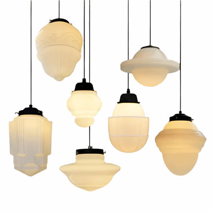 Melkglas Hanglamp Vintage | Geometrisch Design met Zacht Diffuus Licht