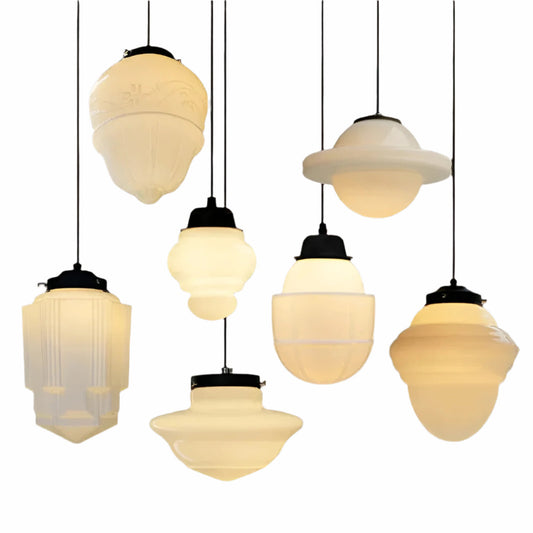 Melkglas Hanglamp Vintage | Geometrisch Design met Zacht Diffuus Licht