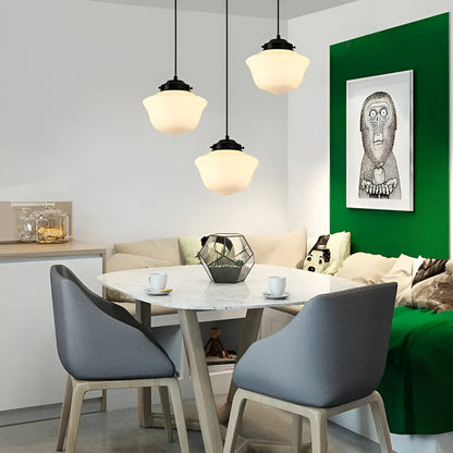 Melkglas Hanglamp Vintage | Geometrisch Design met Zacht Diffuus Licht