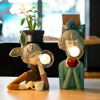 Bubble Girl Nachtlamp | USB Ornament Tafellamp met Bellen Effect