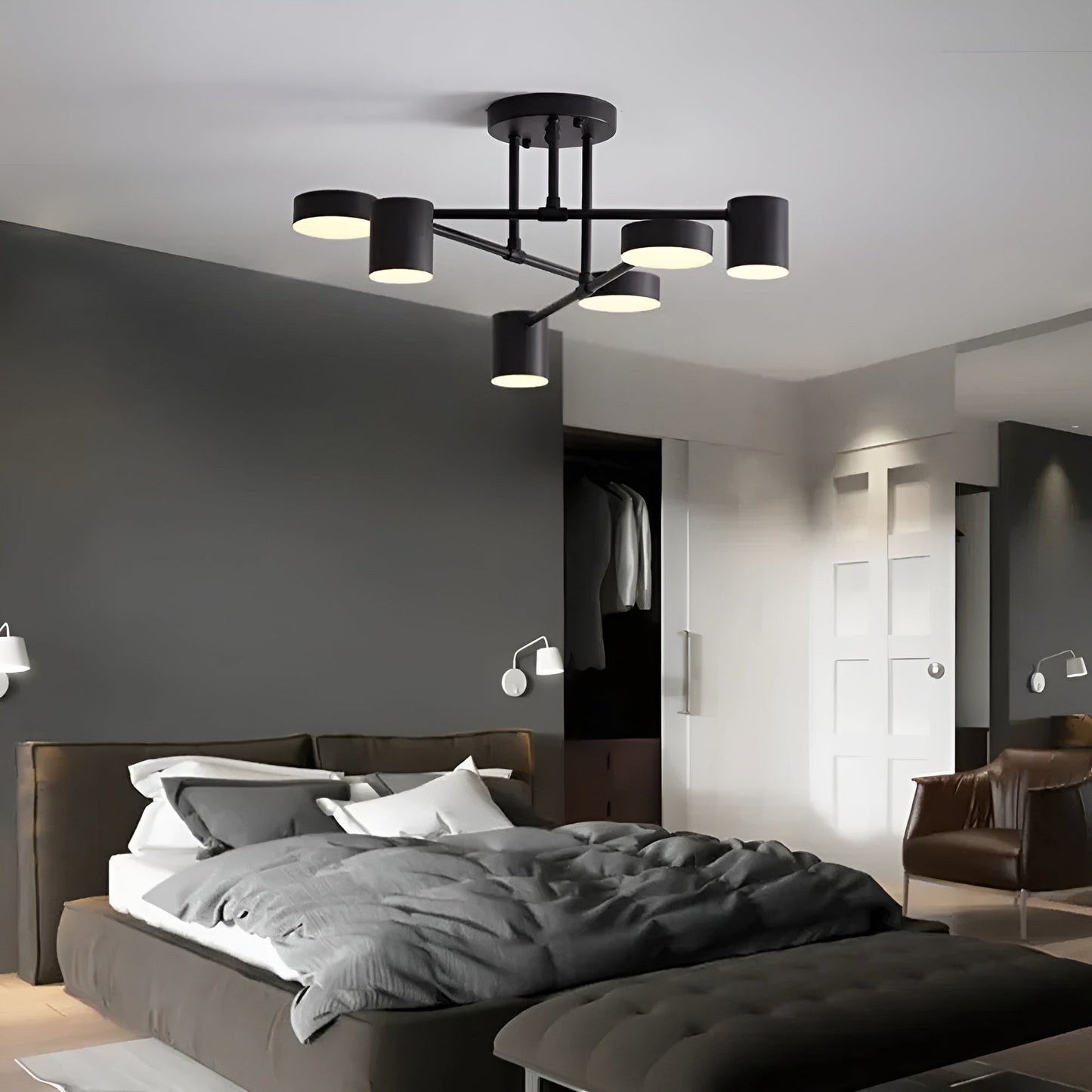 LED Plafondlamp 6 Armen Modern | Heldere Verlichting voor Grote Woonkamers