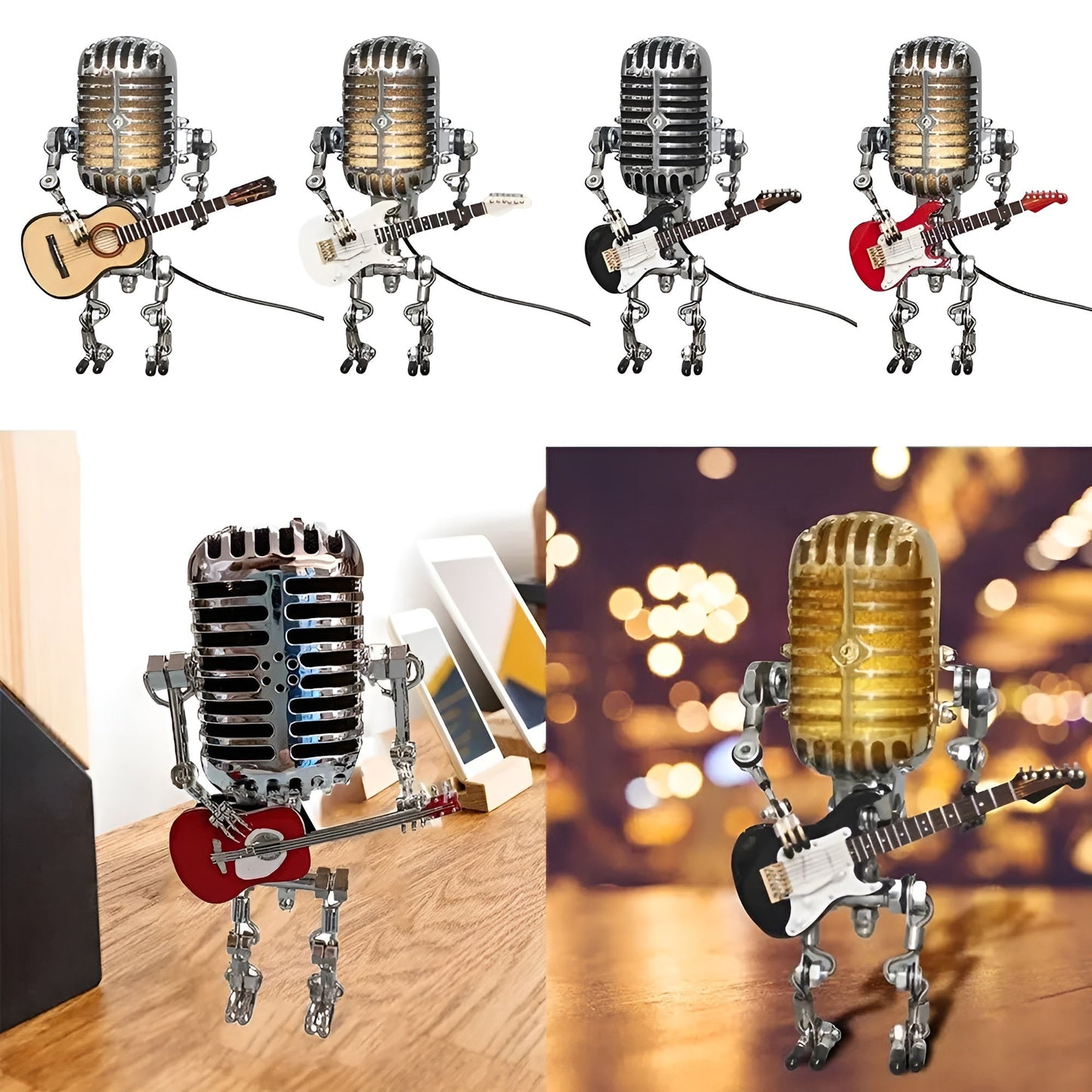 Robot Gitaar LED Tafellamp | Vintage Decoratie voor Bureau en Slaapkamer