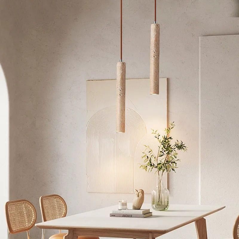 Radiance Wabi-Sabi Travertin LED Kroonluchter | Minimalistisch Lang Lijnen Design