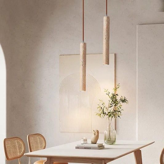 Radiance Wabi-Sabi Travertin LED Kroonluchter | Minimalistisch Lang Lijnen Design