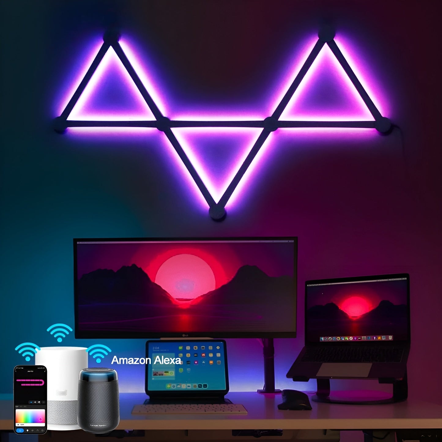 Slimme RGB Wandlamp | Kleurwisseling en Muziekbediening voor TV, Slaapkamer en Gaming