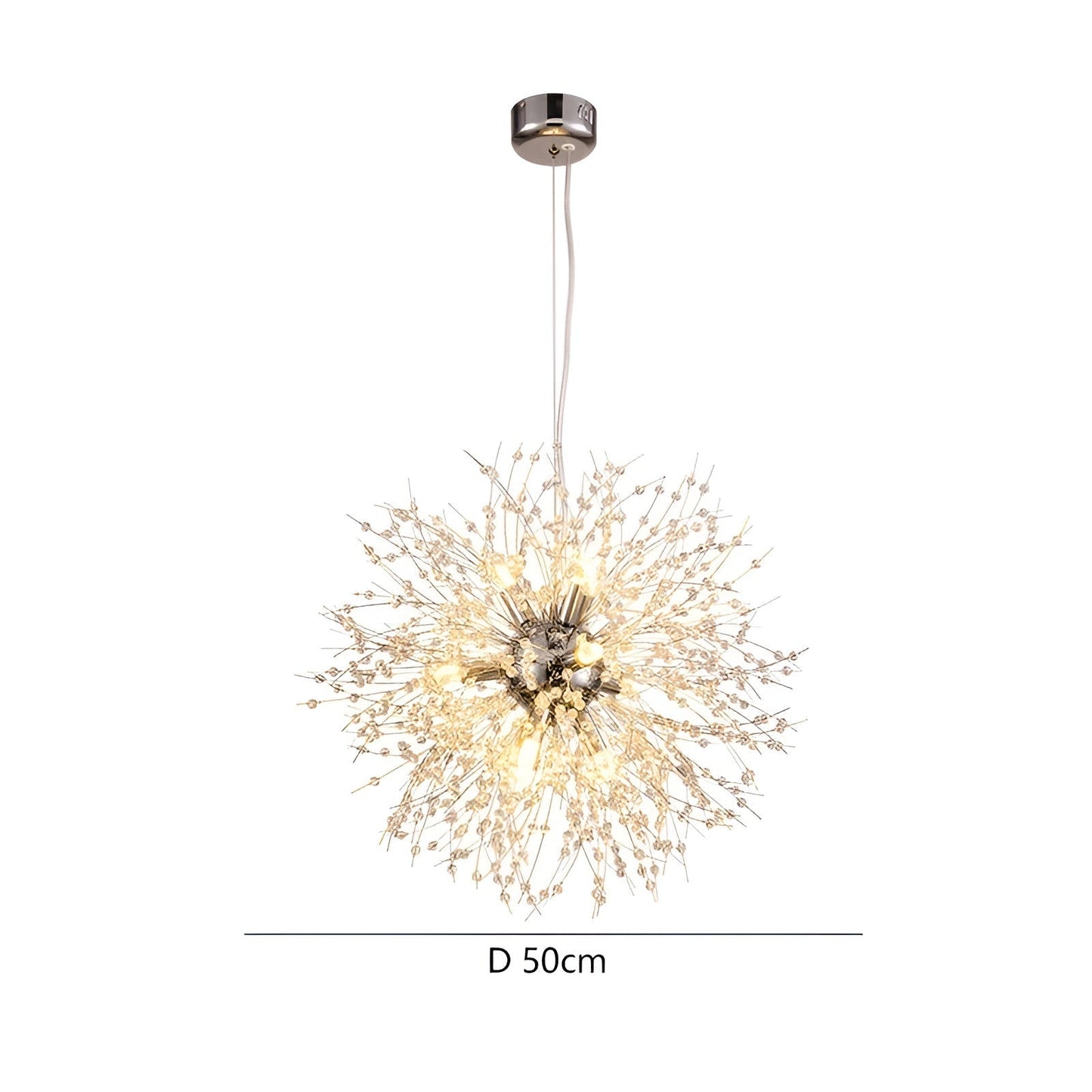 LED Kroonluchter met Kristalbollen | Fonkelende Paardenbloem Optiek voor Woonkamer