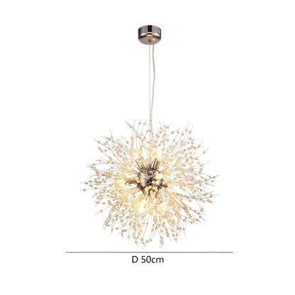 LED Kroonluchter met Kristalbollen | Fonkelende Paardenbloem Optiek voor Woonkamer