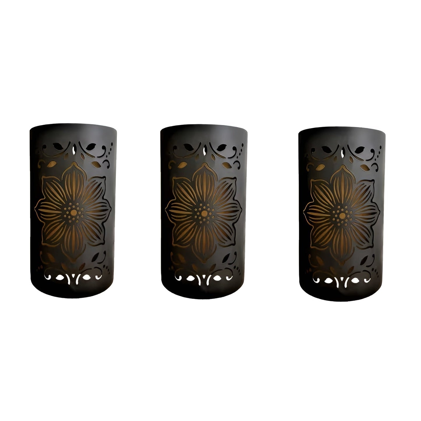 Solar Wandlamp met Bloemmotief Zwart | Decoratieve Weersbestendige Tuinverlichting