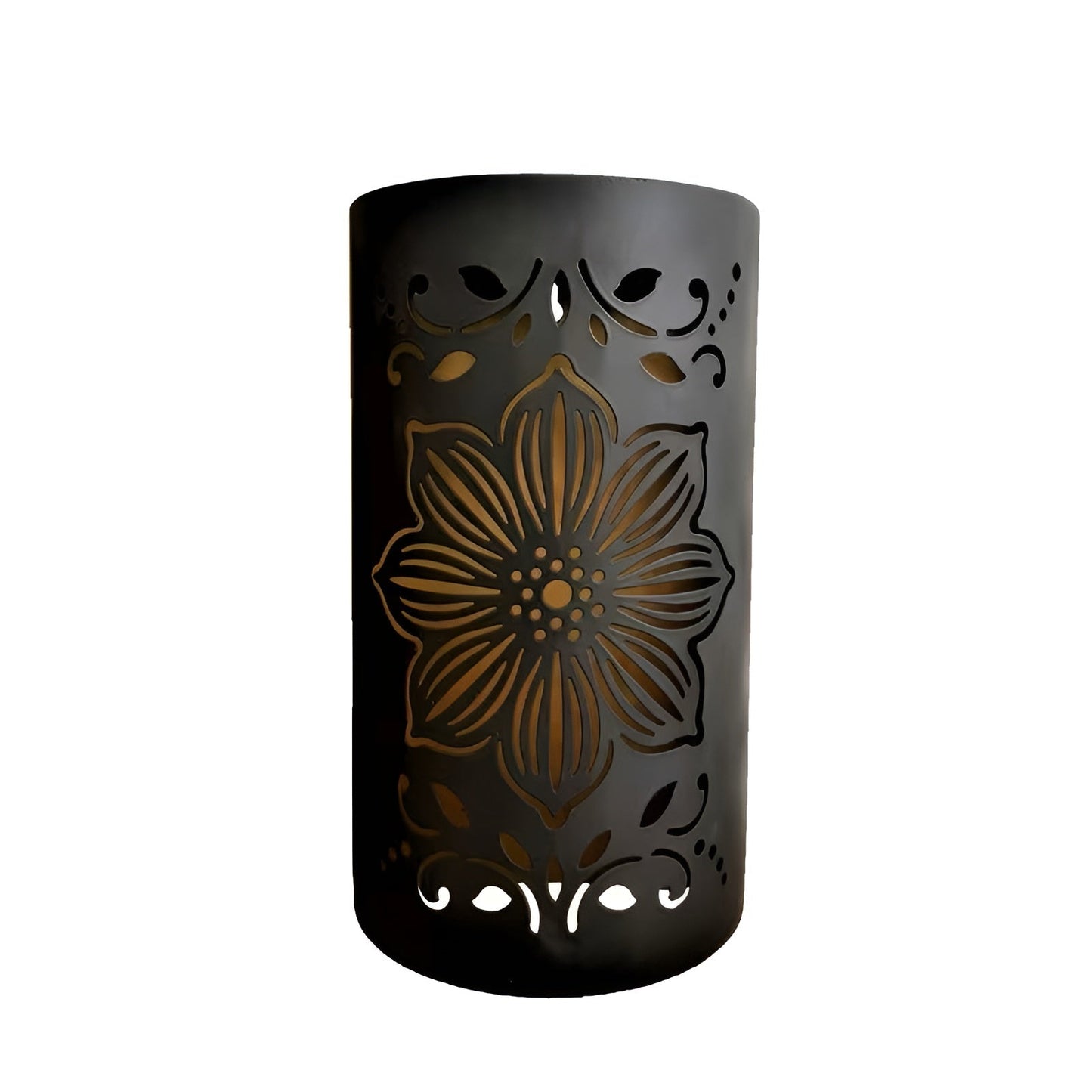 Solar Wandlamp met Bloemmotief Zwart | Decoratieve Weersbestendige Tuinverlichting
